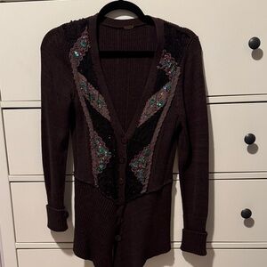 ❤️3 for $30!! Bundle and Save❤️
[FREE PEOPLE] Embellished Brown Cardigan Sweater